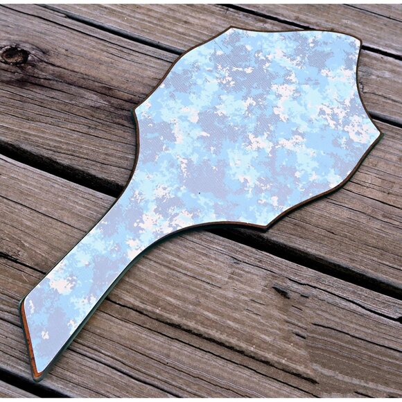 Art Deco Frameless Vanity Hand Mirror Abstract Atomic Backing c.1930s-1940s - Picture 12 of 13